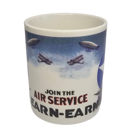 ARMY Air Corps North American Bi-Plane Blimp MUG Tea Coffee Cup VINTAGE - Picture 1 of 7